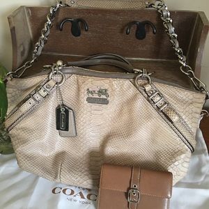 COACH 16346 Madison Sophia Beige Leather Satchel